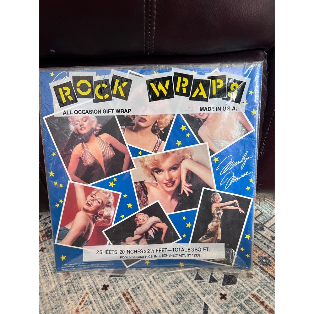 Rock‎ Wraps Marilyn Monroe Gift Wrap Sheets 2 20"X2.5FT NOS 1988 Glamour Movie
